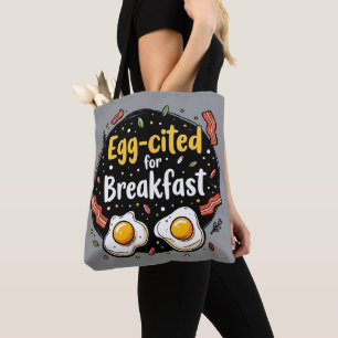 Egg-aangehaald voor Ontbijt Funny Foodie Pun Desig Tote Bag
