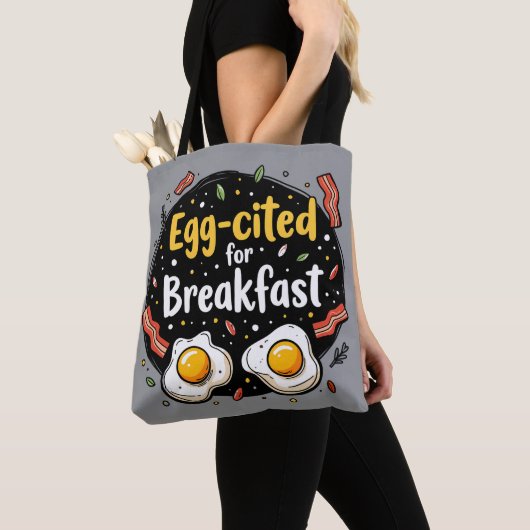 Egg-aangehaald voor Ontbijt Funny Foodie Pun Desig Tote Bag (Dichtbij)