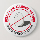 Egg Allergy Badge Ronde Button 4,0 Cm (Voorkant)