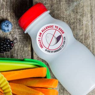 Egg Allergy met noodnummer van de klant Ronde Sticker