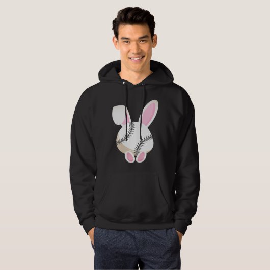 Egg Baseball Rabbit Bunny Ears Funny Easter Day Pl Hoodie (Voorkant volledig)