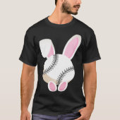 Egg Baseball Rabbit Bunny Ears Funny Easter Day Pl T-shirt (Voorkant)