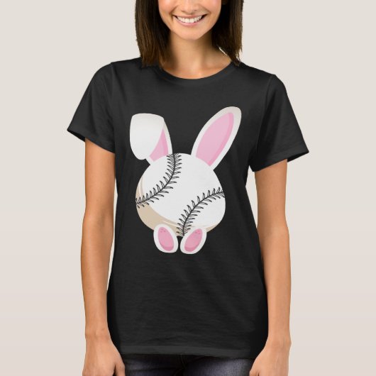 Egg Baseball Rabbit Bunny Ears Funny Easter Day Pl T-shirt (Voorkant)