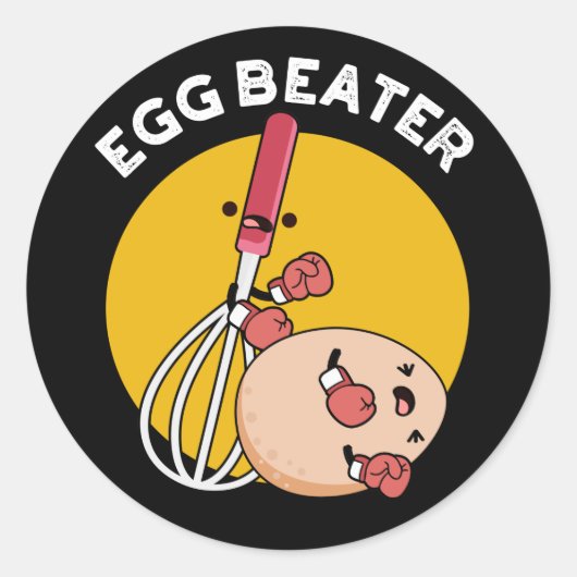 Egg Beater Funny Boxing Pun Dark BG Ronde Sticker (Voorkant)