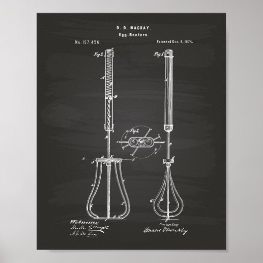 Egg Beaters 1874 Patent Art - Chalkboard Poster (Voorkant)