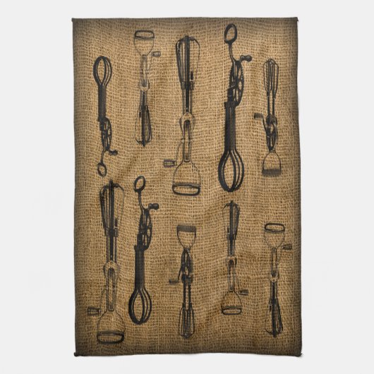 Egg Beaters Burlap Kitchen Towel Theedoek (Verticaal)