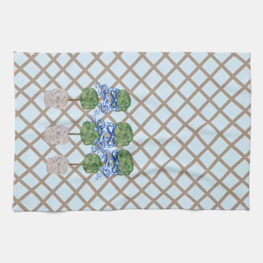 Egg Blue Chinoiserie Ginger Jar Topiary Theedoek (Horizontaal)