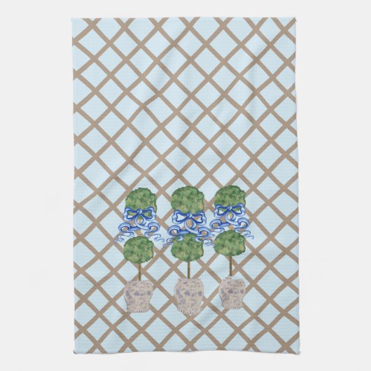 Egg Blue Chinoiserie Ginger Jar Topiary Theedoek (Verticaal)