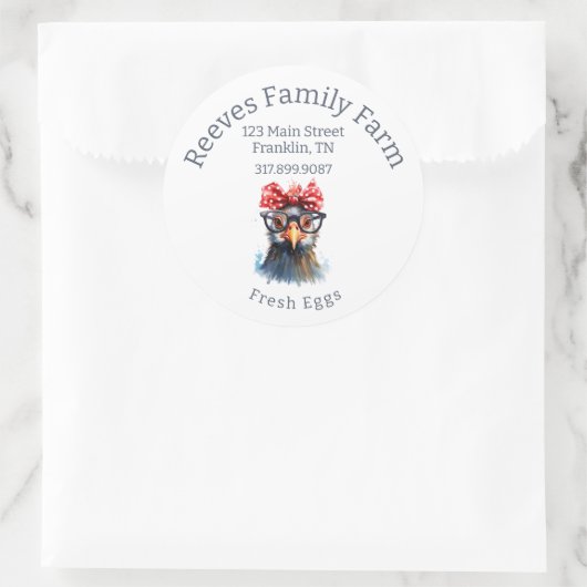 Egg Carton Funny Chicken Ronde Label Sticker (Tas)