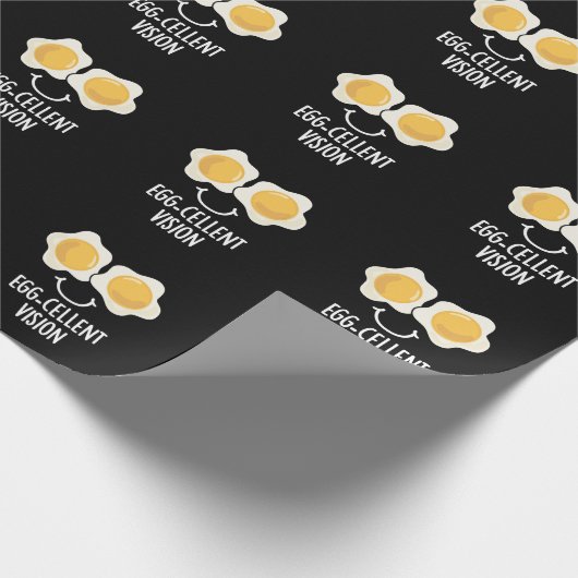 Egg cellent Vision Funny Egg Pun Dark BG Cadeaupapier (Hoek)
