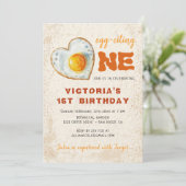 Egg-Citing Baby BBQ Foto Eerste Verjaardag Kaart (Staand voorkant)