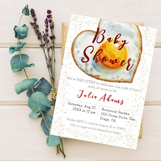 Egg-Citing Breakfast Yolk of Love Baby shower Kaart