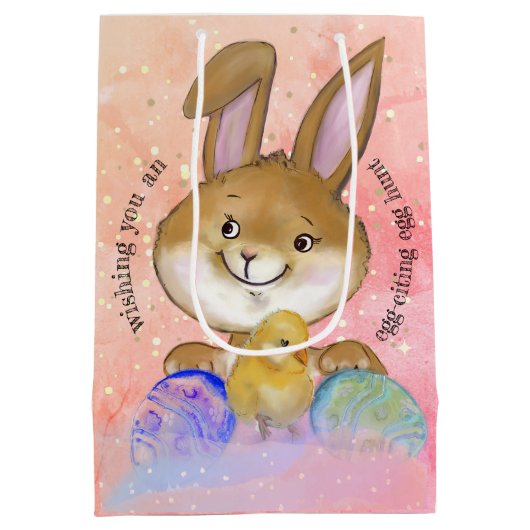 Egg-citing Egg Hunt Kinder Roze Medium Cadeauzakje (Achterkant)