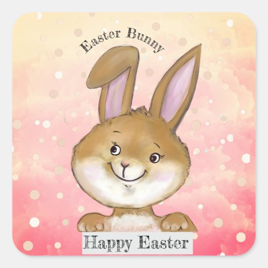 Egg-citing Egg Hunt Kinder Roze Vierkante Sticker (Voorkant)