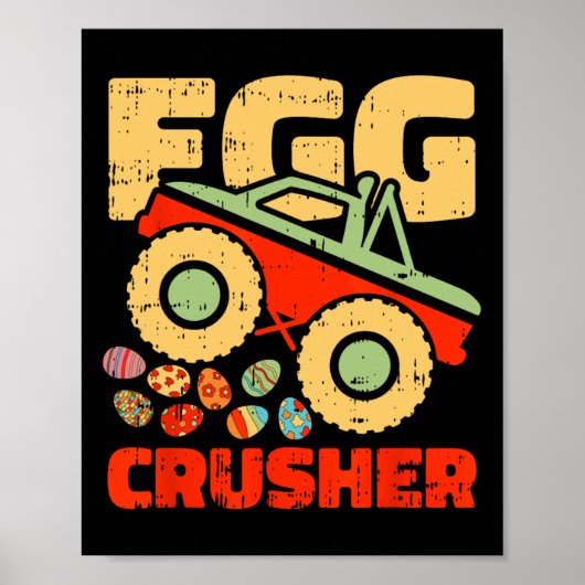 Egg Crusher Easter Monster Truck Funny Spring Boys Poster (Voorkant)