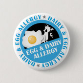 Egg & Dairy Allergy Badge Ronde Button 5,7 Cm (Voorkant)