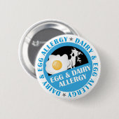 Egg & Dairy Allergy Badge Ronde Button 5,7 Cm (Voorkant /achterkant)