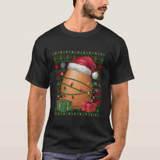 Egg Fast Food Xmas Lights Ugly Santa Hat Egg Chris T-shirt