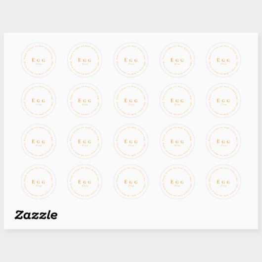 Egg-Free Request Sticker, White - Orange Ronde Sticker (Vel)