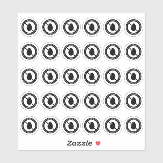 Egg Free Wedding Place Card Mini Food Allergy Sticker (Vel)