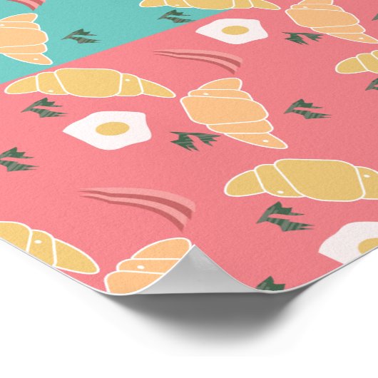 Egg Fried Breakfast Croissant  Pop Art Poster (Hoek)