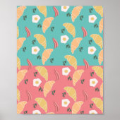 Egg Fried Breakfast Croissant  Pop Art Poster (Voorkant)