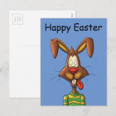 Egg gekke paashaas grappige cartoon tekening feestdagenkaart (Voorkant / Achterkant)