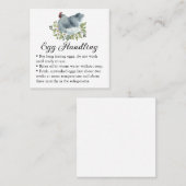 Egg Handling Care Instructions Floral Chicken Hen Vierkante Visitekaartje (Voorkant / Achterkant)