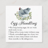 Egg Handling Care Instructions Floral Chicken Hen Vierkante Visitekaartje (Voorkant)