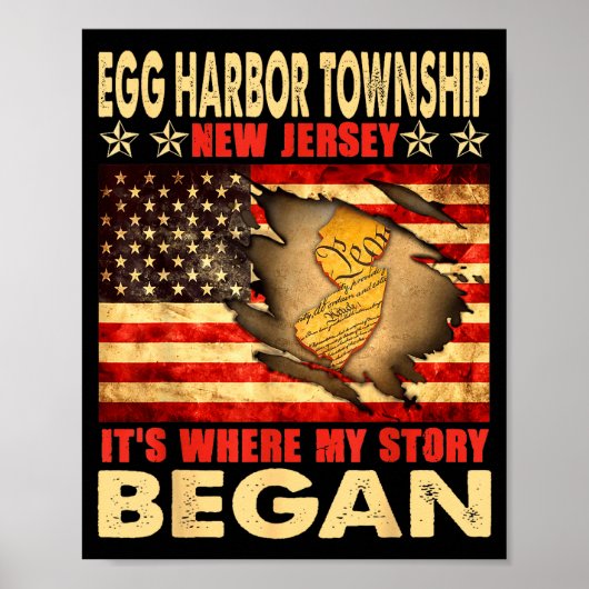 Egg Harbor Township New Jersey Usa Flag 4th Of Jul Poster (Voorkant)