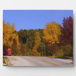 Egg Harbour, WI Herfst Season with Trolley Car Fotoplaat