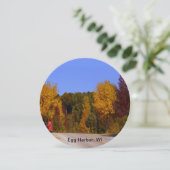 Egg Harbour, WI Herfst Season with Trolley Car Kaart (Staand voorkant)