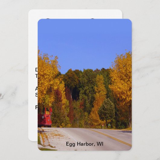 Egg Harbour, WI Herfst Season with Trolley Car Kaart (Voorkant / Achterkant)
