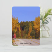 Egg Harbour, WI Herfst Season with Trolley Car Kaart (Staand voorkant)