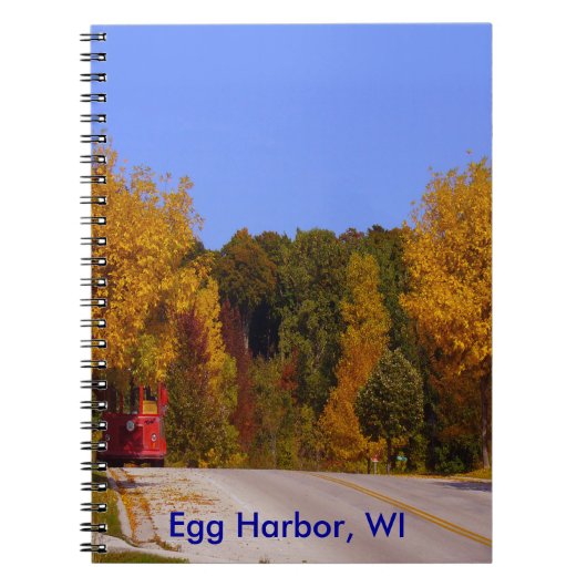Egg Harbour, WI Herfst Season with Trolley Car Notitieboek (Voorkant)