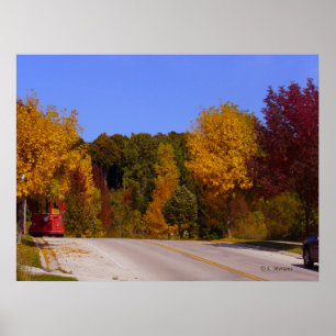 Egg Harbour, WI Herfst Season with Trolley Car Poster