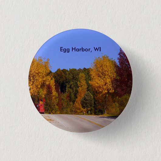 Egg Harbour, WI Herfst Season with Trolley Car Ronde Button 3,2 Cm (Voorkant)