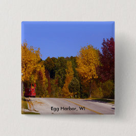 Egg Harbour, WI Herfst Season with Trolley Car Vierkante Button 5,1 Cm