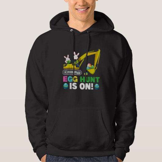 Egg Hunt Is On Excavator Easter Bunny Eggs Boys Ki Hoodie (Voorkant)