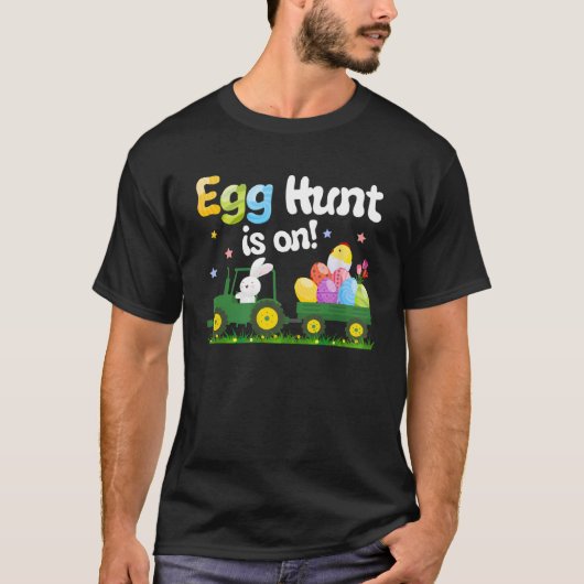 Egg Hunt Is On Tractor  Easter Bunny Boys Kids Tod T-shirt (Voorkant)