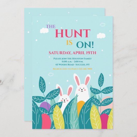 Egg Hunt Pasen Kaart (Voorkant / Achterkant)