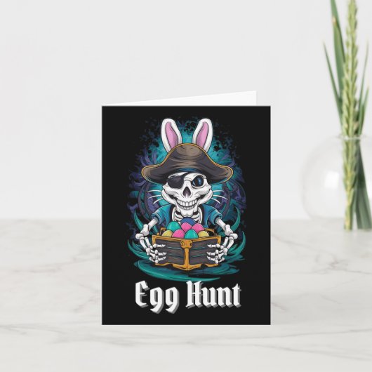 Egg Hunt Skeleton Bunny Pirate Rabbit Boys Pasen Kaart (Voorkant)