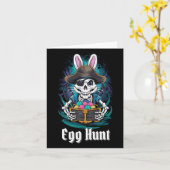 Egg Hunt Skeleton Bunny Pirate Rabbit Boys Pasen Kaart (Gele Bloem)
