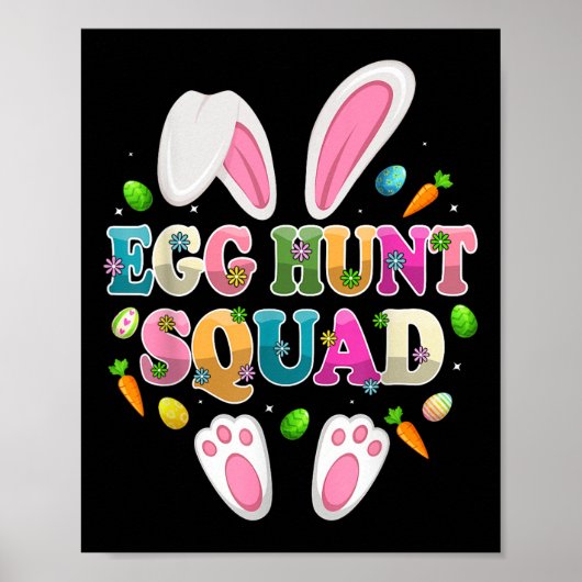 Egg Hunt Squad Bunny Happy Paasdag Poster (Voorkant)