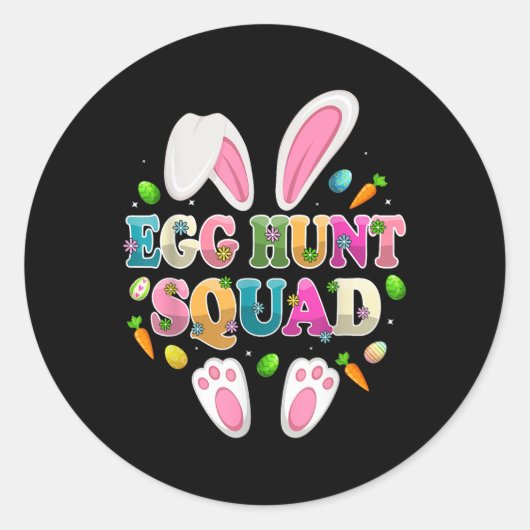 Egg Hunt Squad Bunny Happy Paasdag Ronde Sticker (Voorkant)