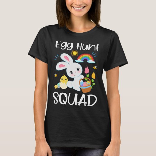 Egg Hunt Squad Cute Quote Easter Bunny Baby Chick  T-shirt (Voorkant)