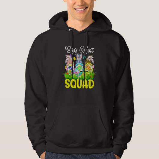 Egg Hunt Squad Gnomes Paasdag Bunny Hoodie (Voorkant)