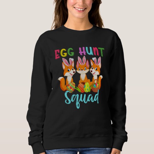 Egg Hunt Squad Three Easter Bunny Foxes Hunting Eg Trui (Voorkant)