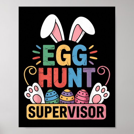 Egg Hunt Supervisor Bunny Paws Pasen Party Matchi Poster (Voorkant)