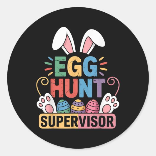 Egg Hunt Supervisor Bunny Paws Pasen Party Matchi Ronde Sticker (Voorkant)